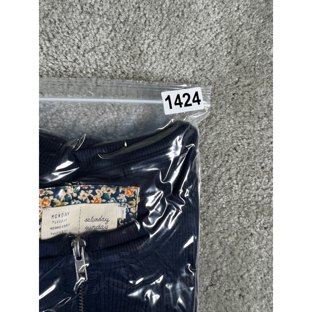 Anthropologie Saturday Sunday Navy Blue Raised Circle Jacquard Bomber Jacket XS - Picture 8 of 8